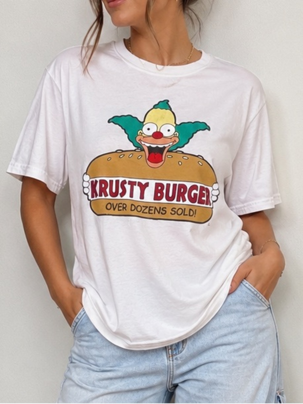 The Simpsons Krusty Burger Graphic Pale Pink T-Shirt – Size XL - Picture 1 of 10